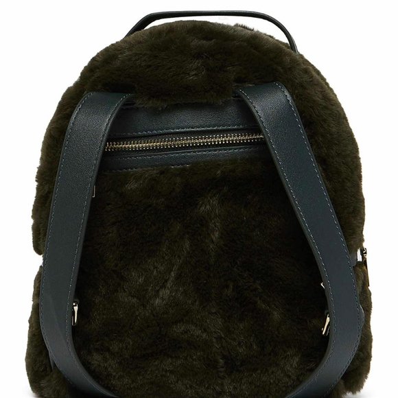 LOVE Moschino Faux Fur Backpack Verde Green - Picture 4 of 5